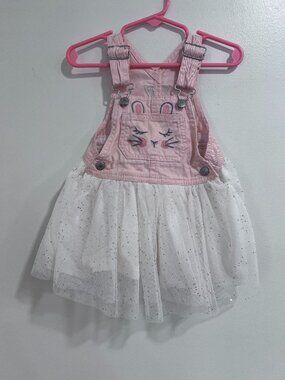 OshKosh B'gosh Pink Denim & Glitter Tulle Bunny Dress - 18 months